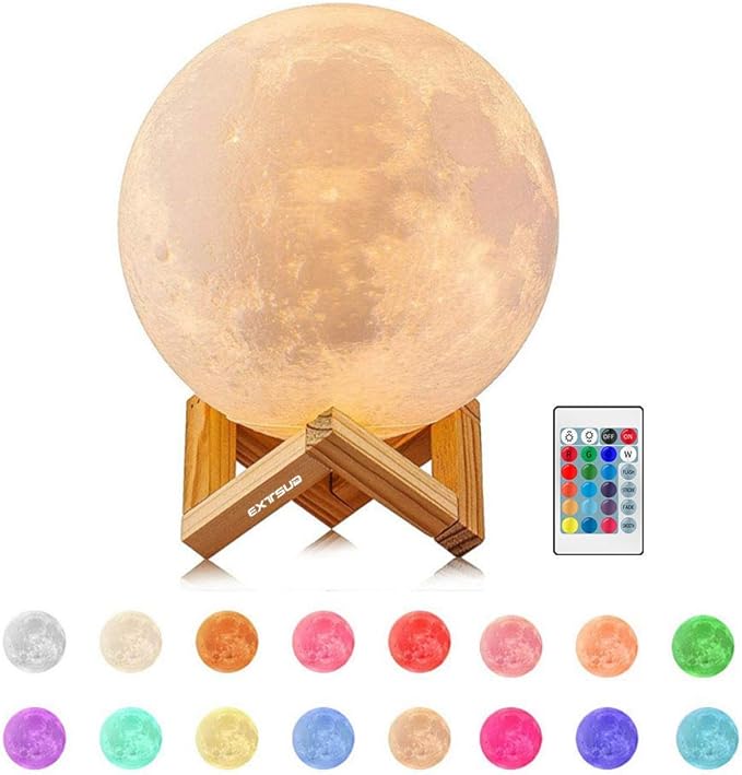 Xoliverto 3D Moon Lamp – 16-Color Dimmable LED Night Light with Remote & Touch Control