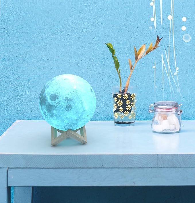 Xoliverto 3D Moon Lamp – 16-Color Dimmable LED Night Light with Remote & Touch Control