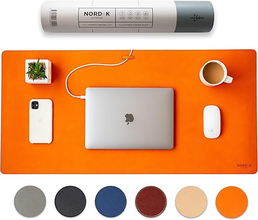 Xoliverto Nordik Cork & Vegan Leather Desk Mat – Premium Non-Slip Extended Mousepad with Cable Organizer (89x43 cm, Pebble Black)