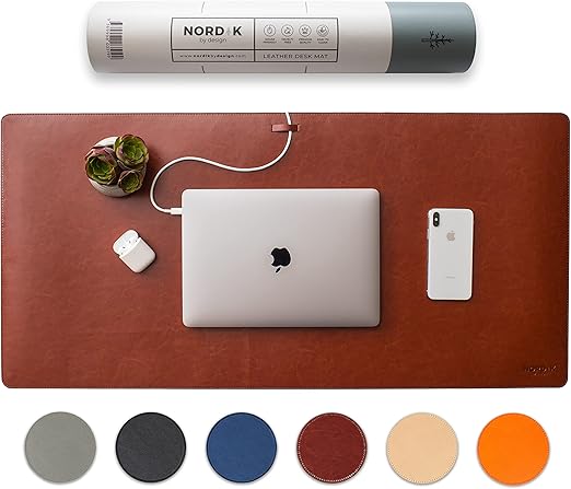 Xoliverto Nordik Cork & Vegan Leather Desk Mat – Premium Non-Slip Extended Mousepad with Cable Organizer (89x43 cm, Pebble Black)