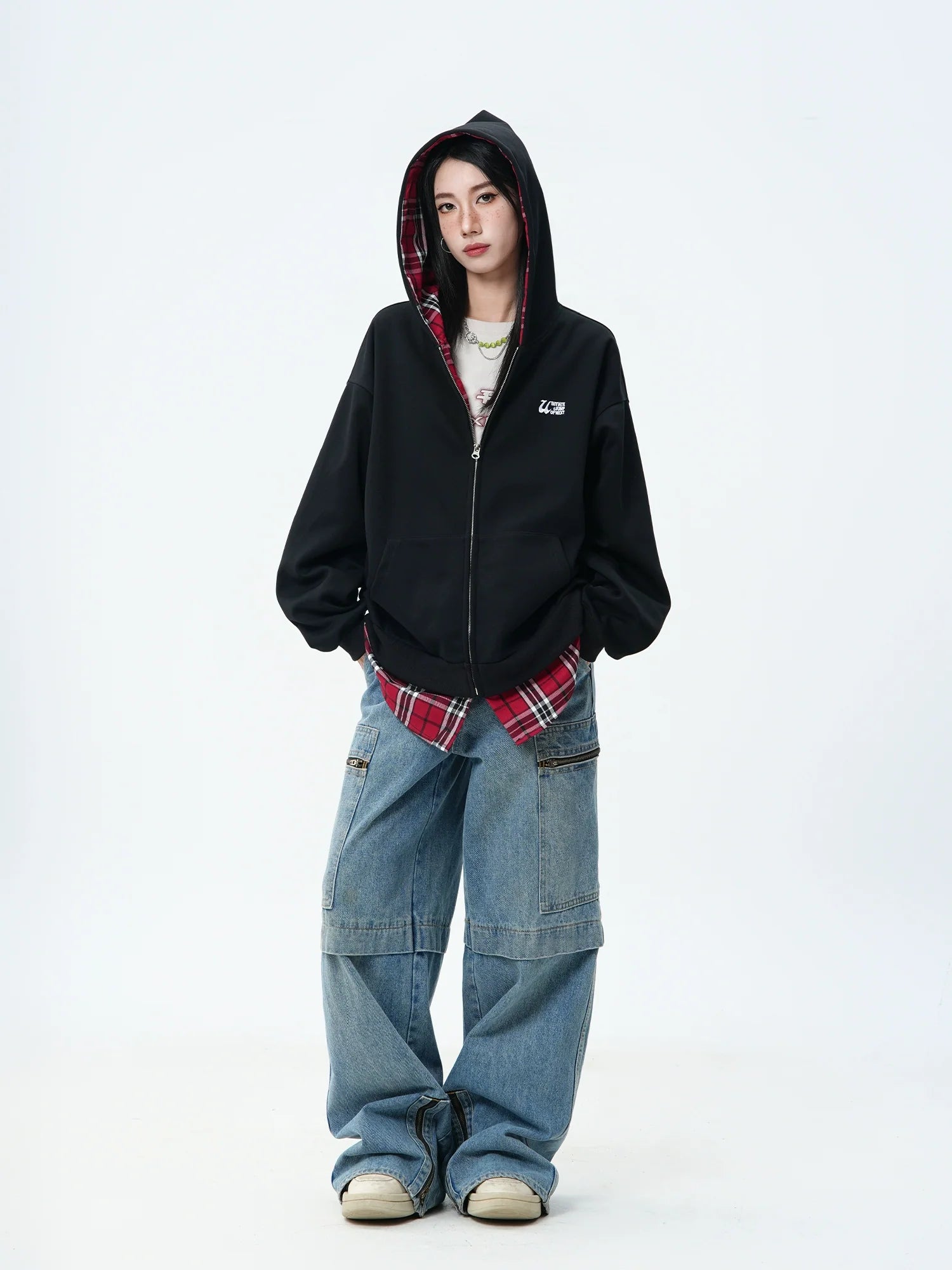 JUMPNEXT Layered Plaid Lined Zip Jacket by xoliverto.com
