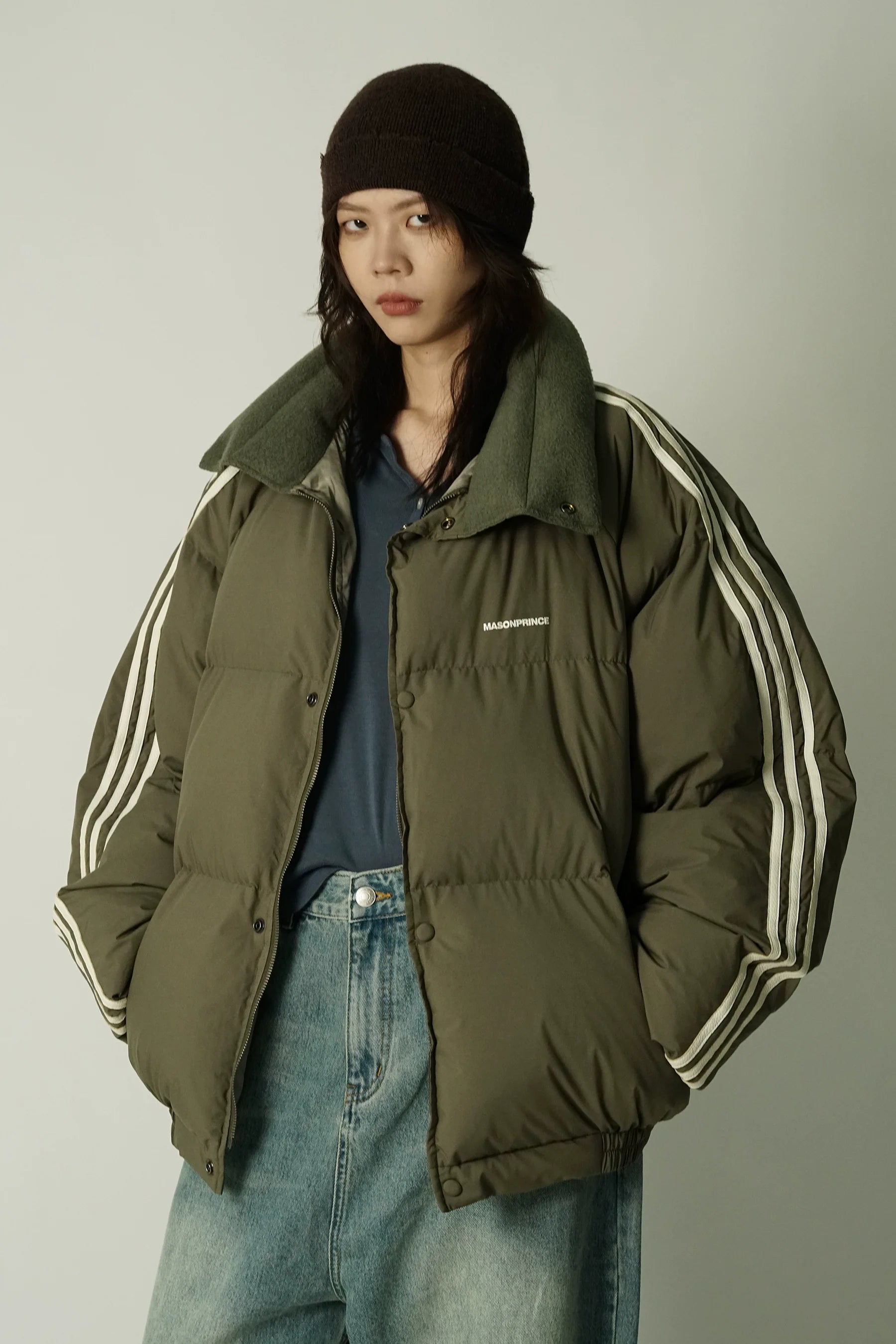 MASONPRINCE Striped Puffer Jacket by xoliverto.com
