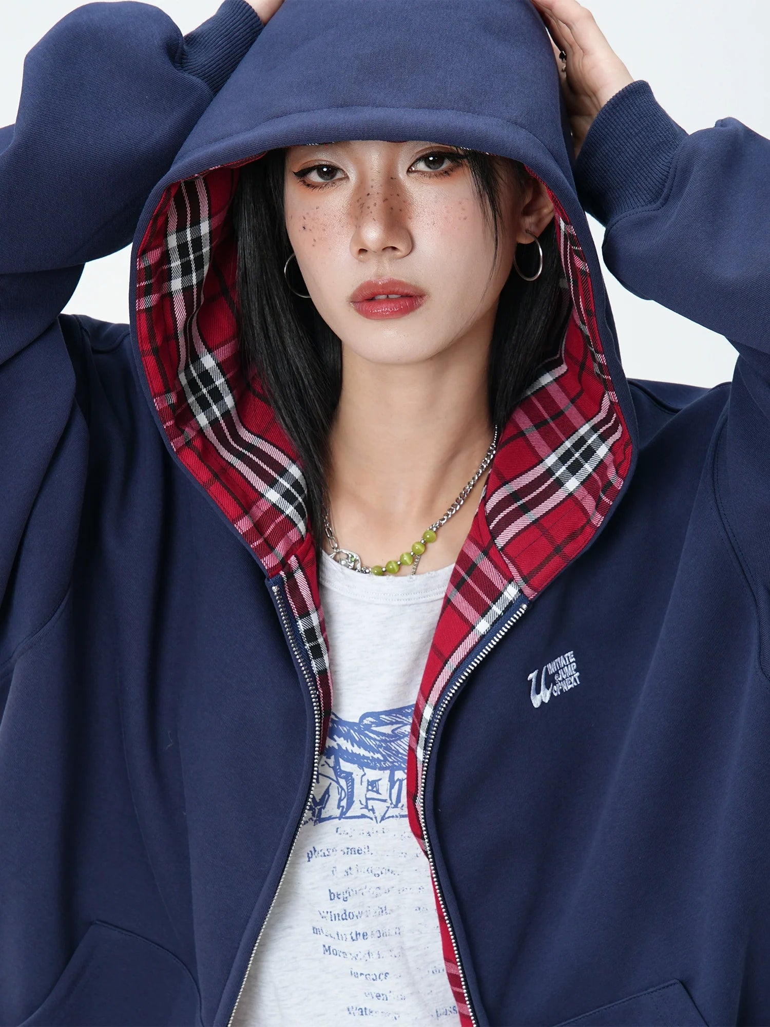 JUMPNEXT Layered Plaid Lined Zip Jacket by xoliverto.com