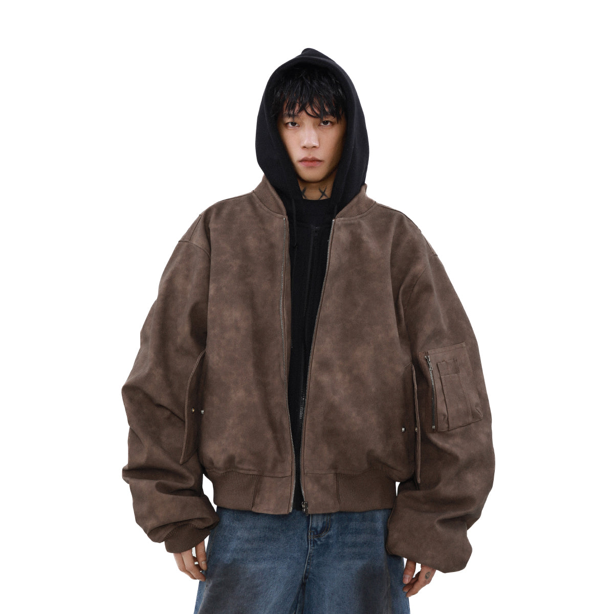 xoliverto.com MRNEARLY Vintage Faded Bomber Jacket