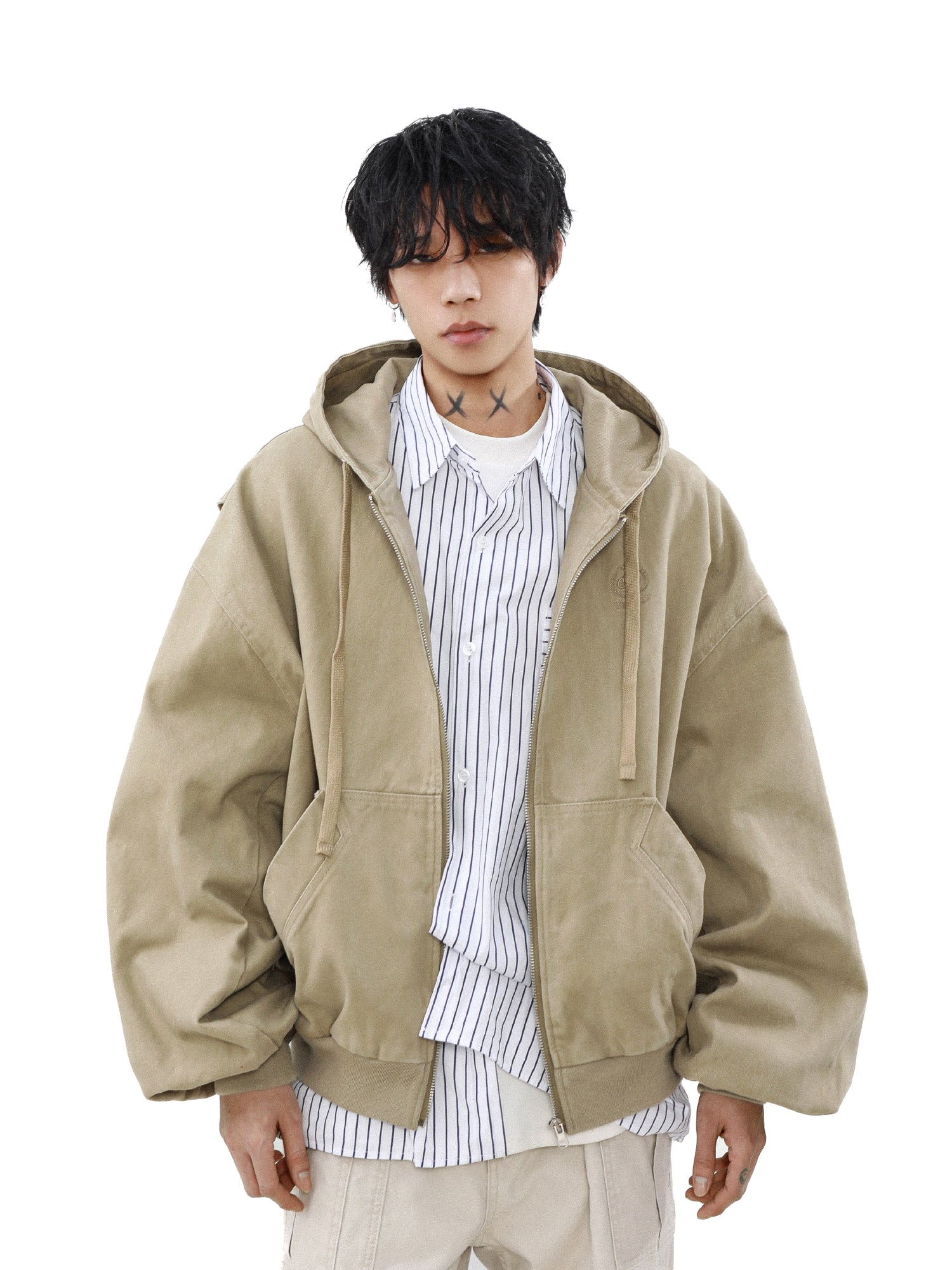 MRNEARLY Vintage Washed Embroidered Silhouette Zip Jacket by xoliverto.com