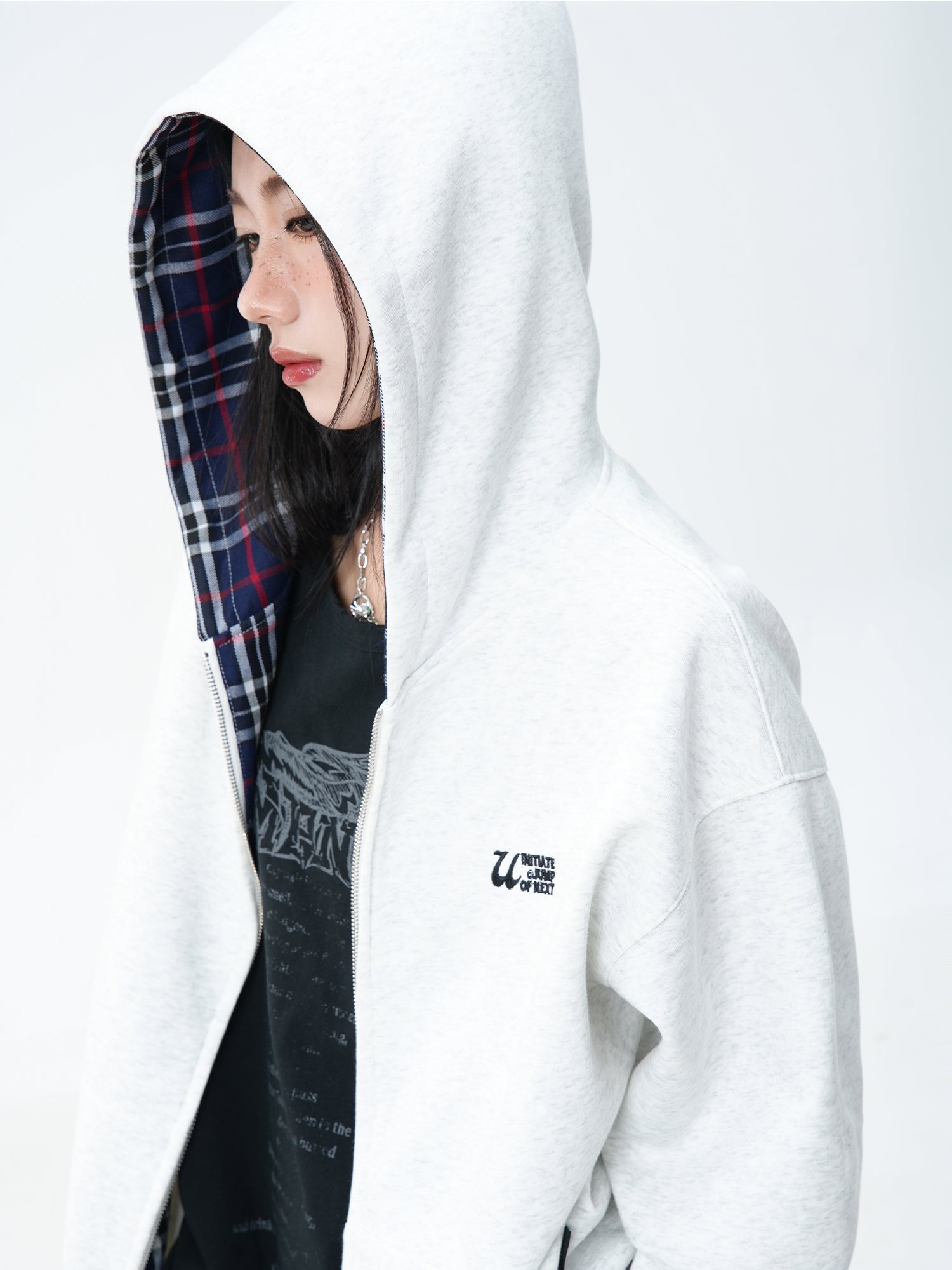 JUMPNEXT Layered Plaid Lined Zip Jacket by xoliverto.com