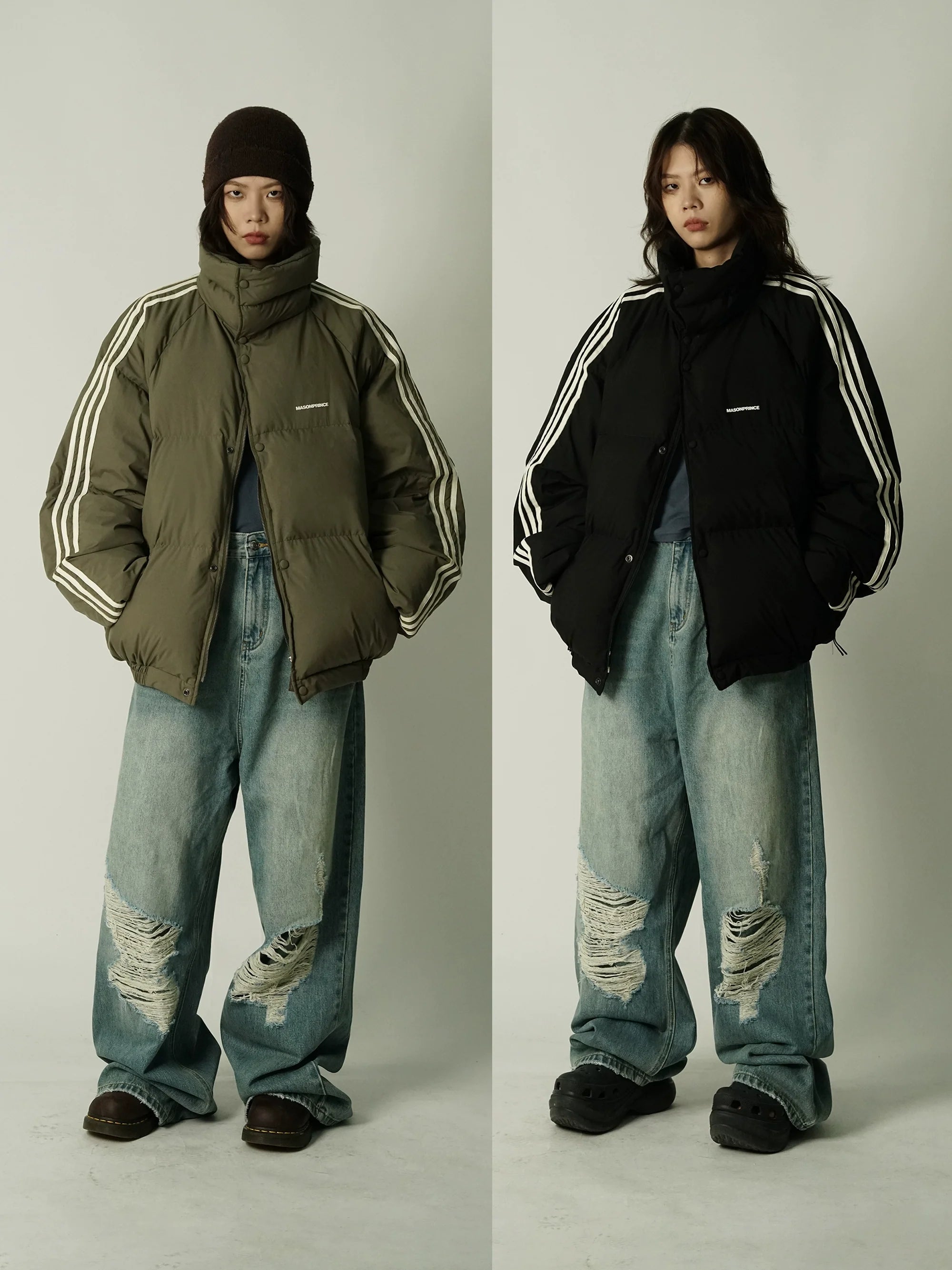 MASONPRINCE Striped Puffer Jacket by xoliverto.com