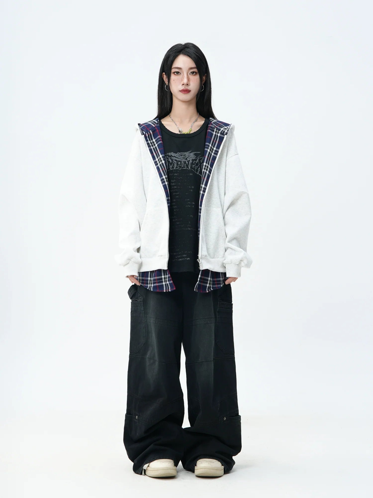 JUMPNEXT Layered Plaid Lined Zip Jacket by xoliverto.com