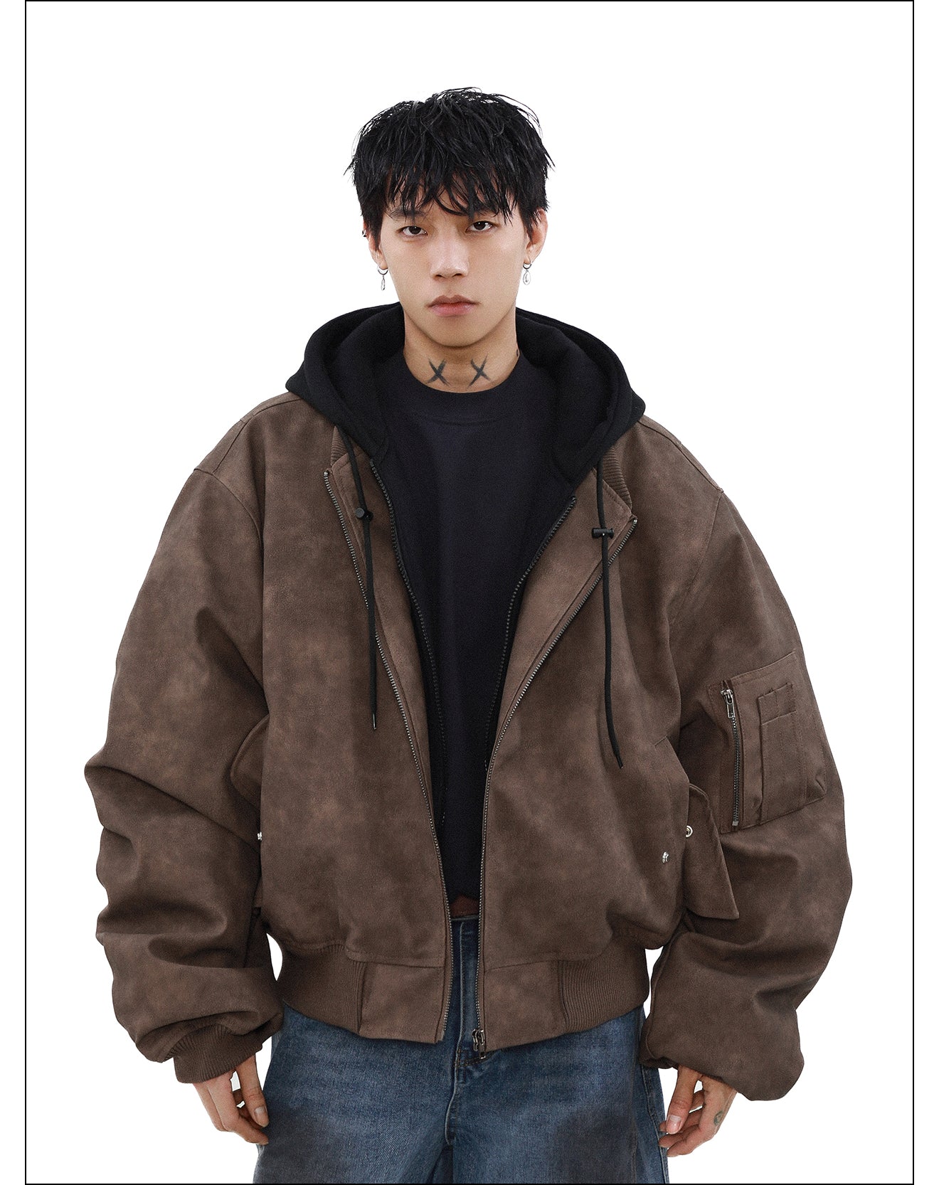 xoliverto.com MRNEARLY Vintage Faded Bomber Jacket