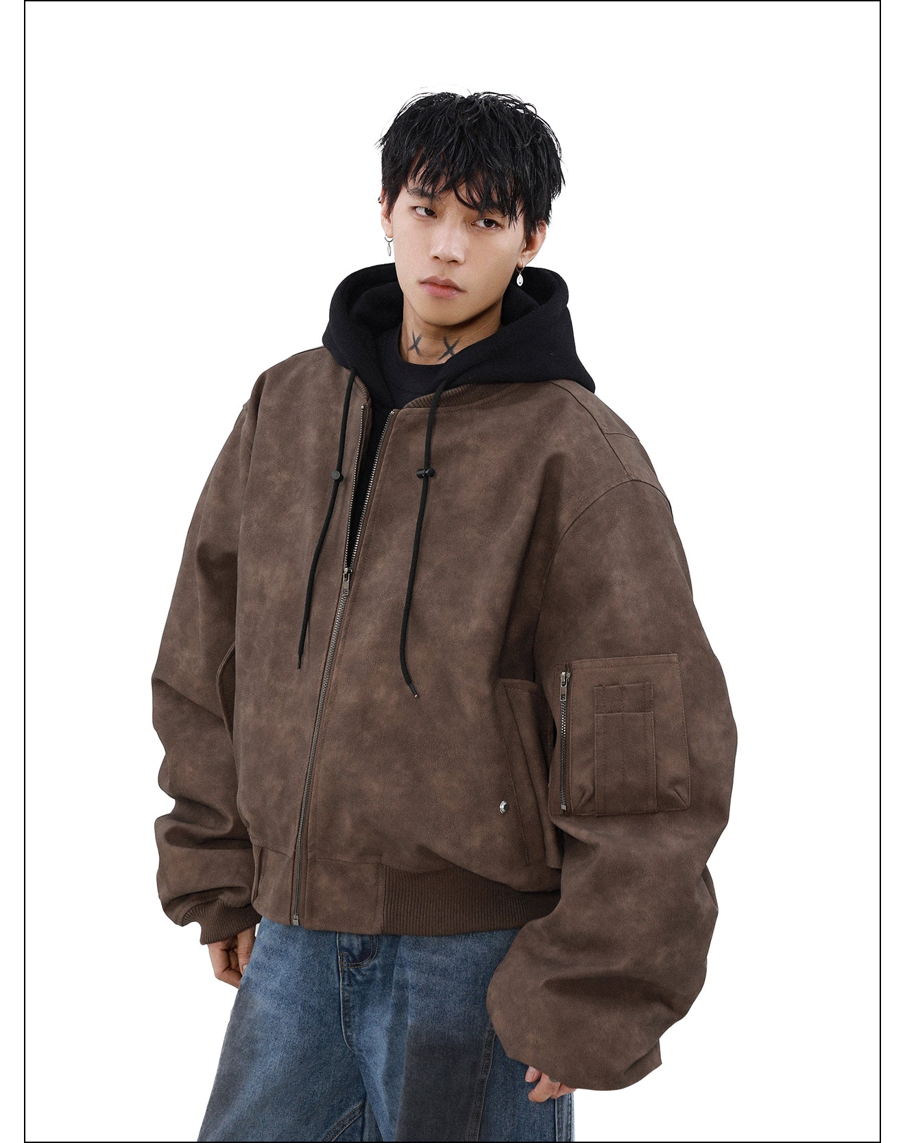 xoliverto.com MRNEARLY Vintage Faded Bomber Jacket