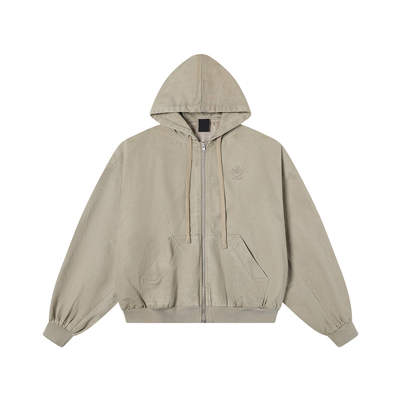 MRNEARLY Vintage Washed Embroidered Silhouette Zip Jacket by xoliverto.com