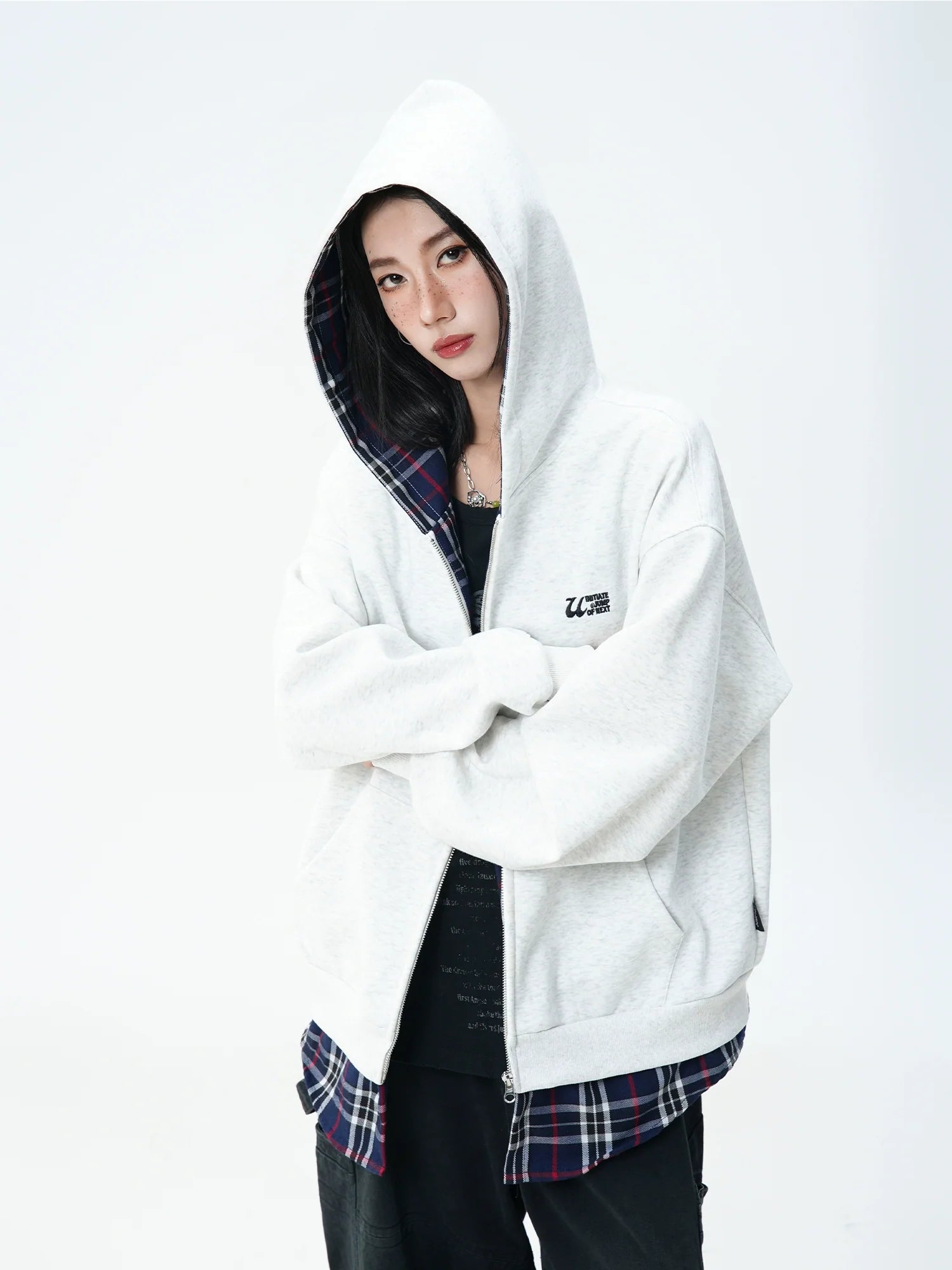 JUMPNEXT Layered Plaid Lined Zip Jacket by xoliverto.com