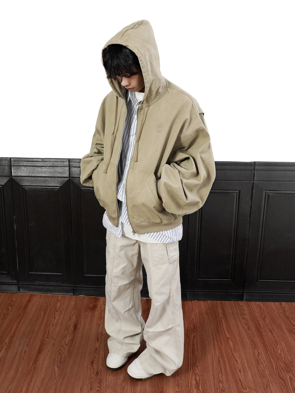 MRNEARLY Vintage Washed Embroidered Silhouette Zip Jacket by xoliverto.com