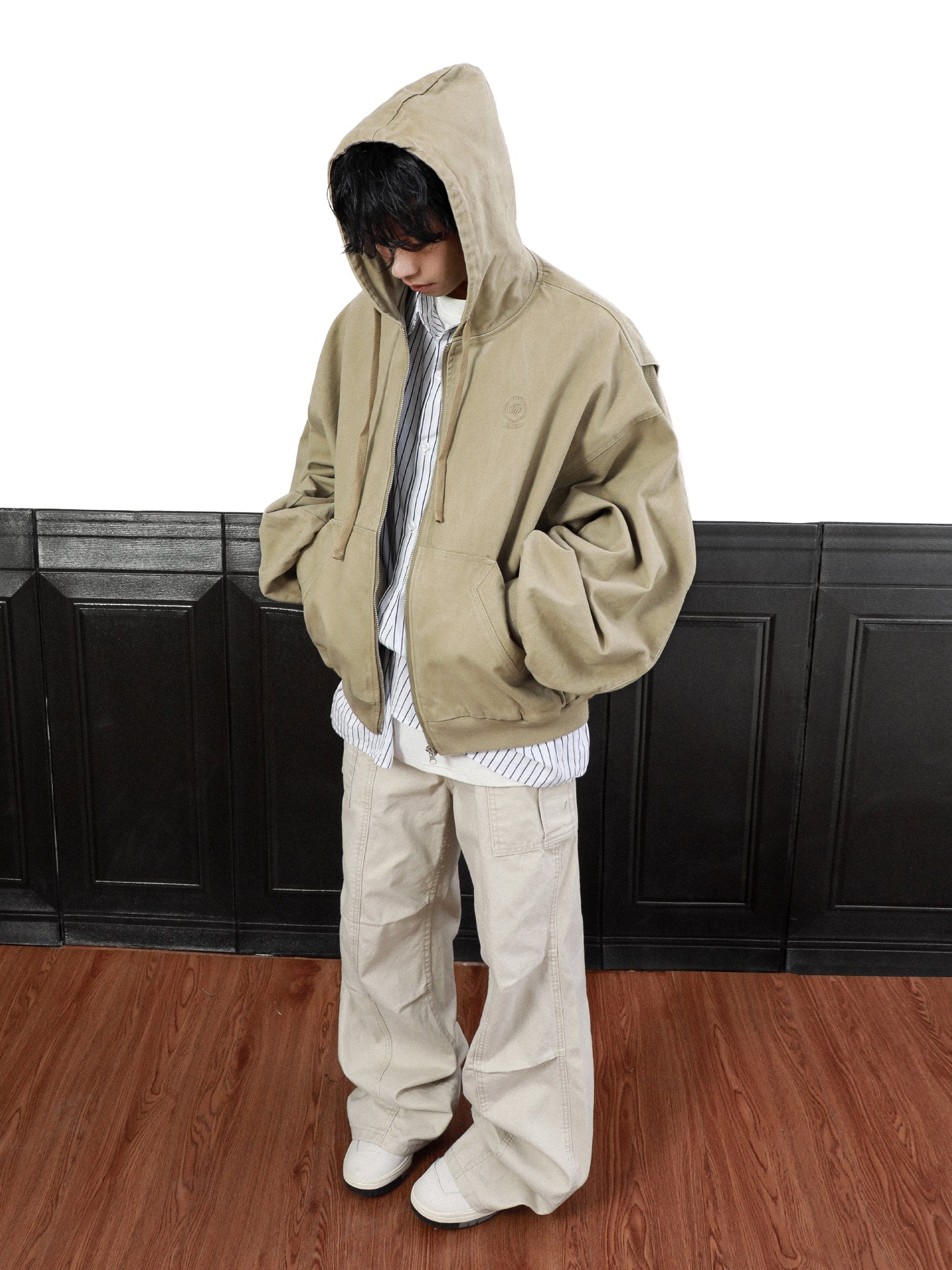 MRNEARLY Vintage Washed Embroidered Silhouette Zip Jacket by xoliverto.com
