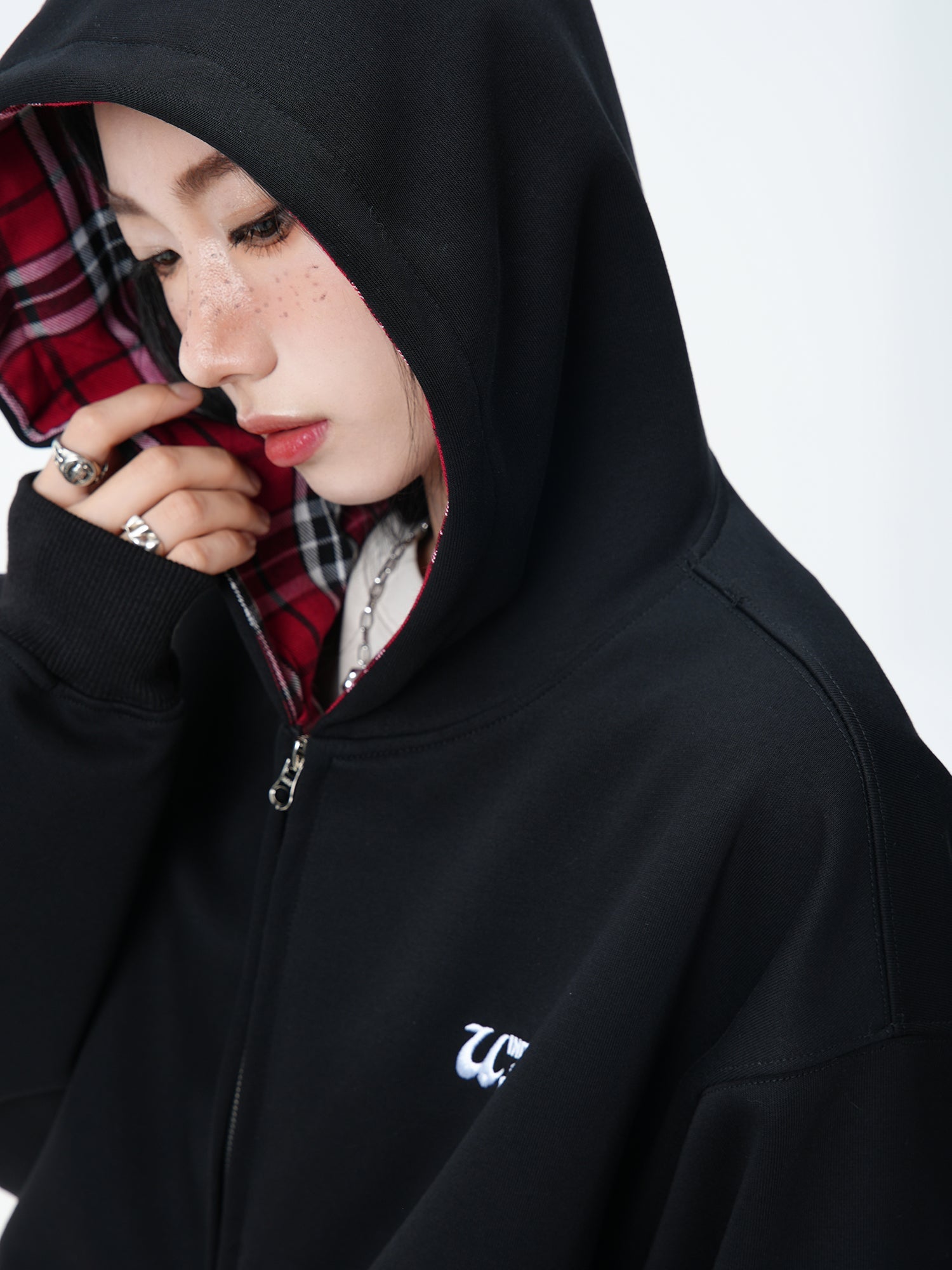 JUMPNEXT Layered Plaid Lined Zip Jacket by xoliverto.com