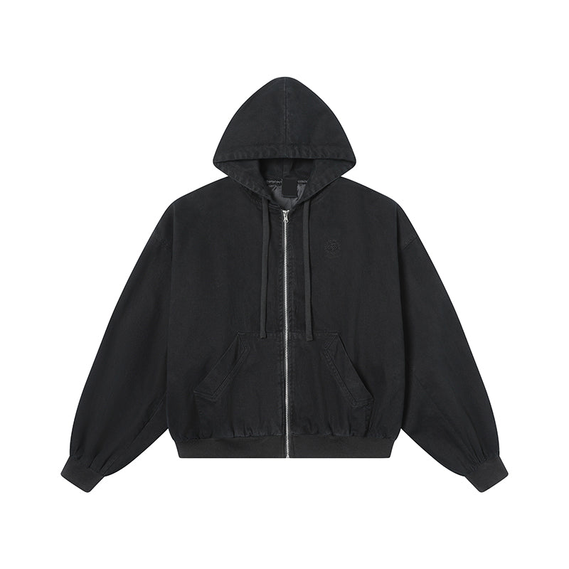 MRNEARLY Vintage Washed Embroidered Silhouette Zip Jacket by xoliverto.com