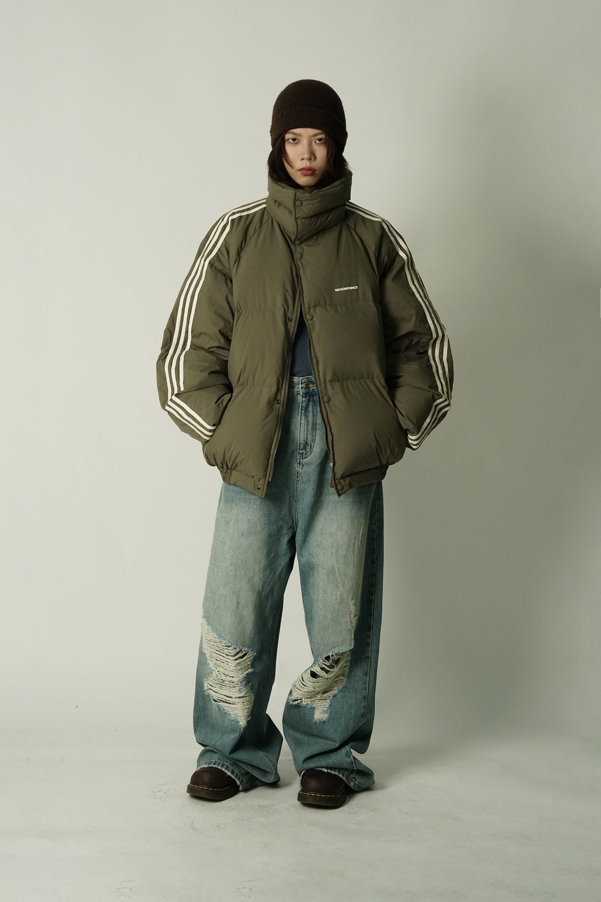 MASONPRINCE Striped Puffer Jacket by xoliverto.com