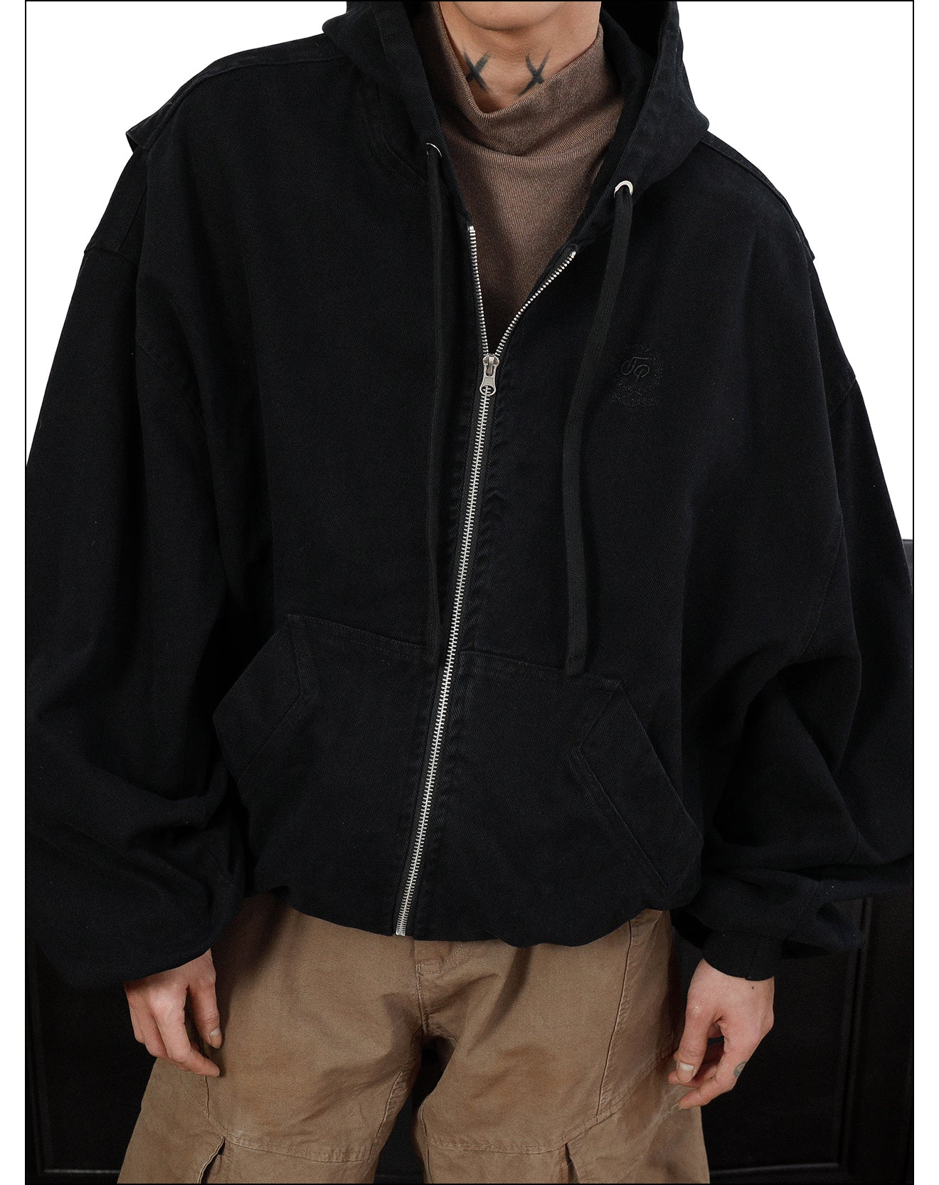 MRNEARLY Vintage Washed Embroidered Silhouette Zip Jacket by xoliverto.com